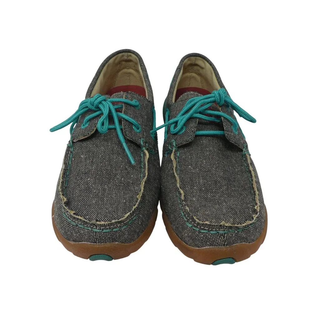 Twisted X Blue Tweed Boat Shoe Driving Mocs‎ Loafers Womens 8